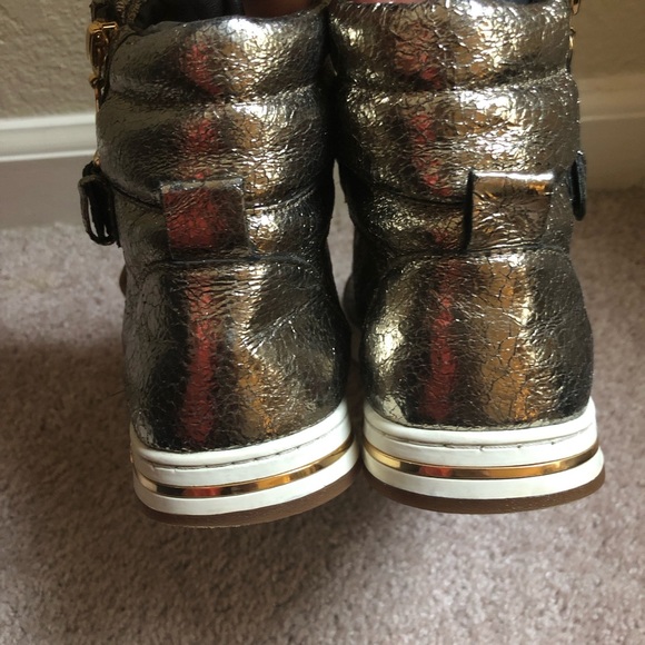 Michael Kors Metallic Hi-Top Sneakers Sz 7.5 - Picture 2 of 6